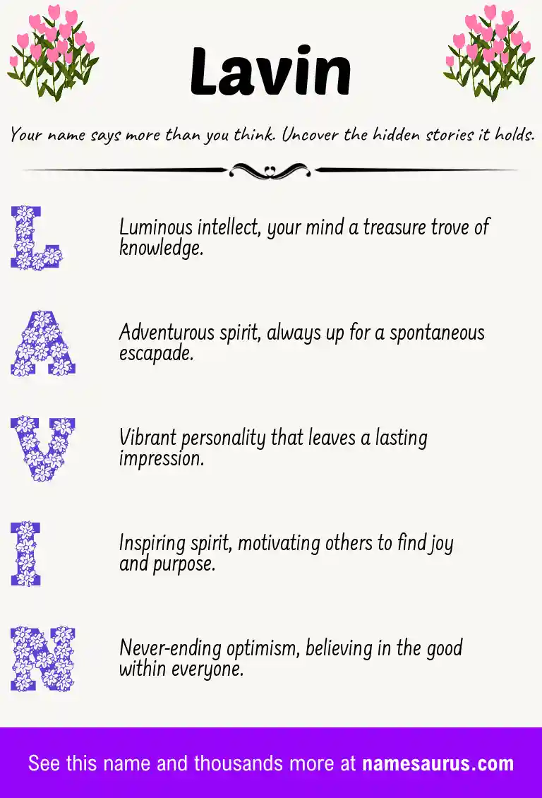 Acrostic poem about Lavin.