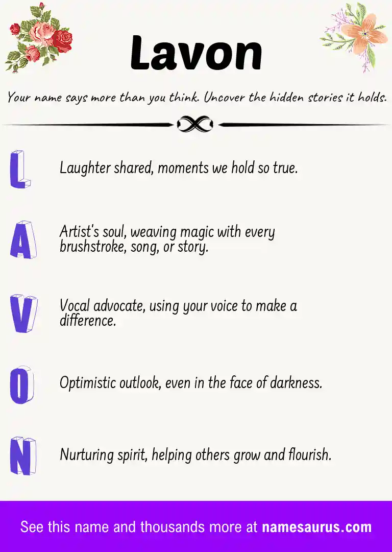 Acrostic poem about Lavon.