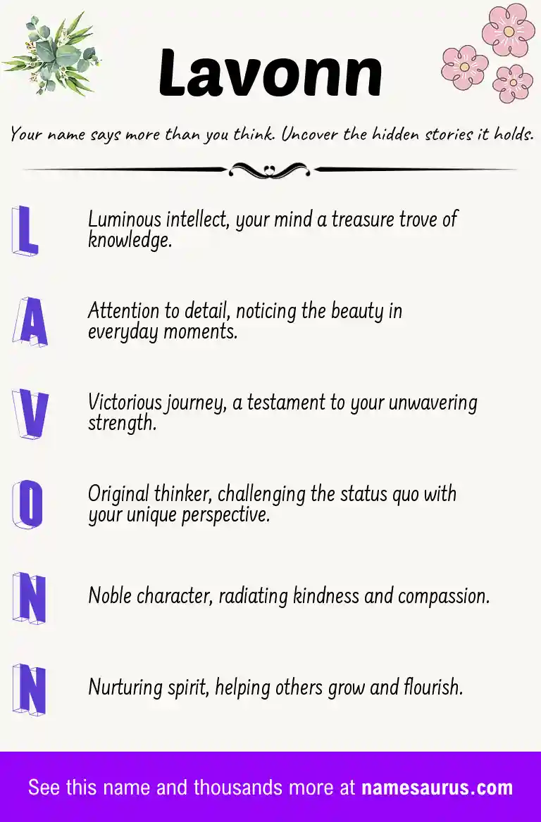 Acrostic poem about Lavonn.