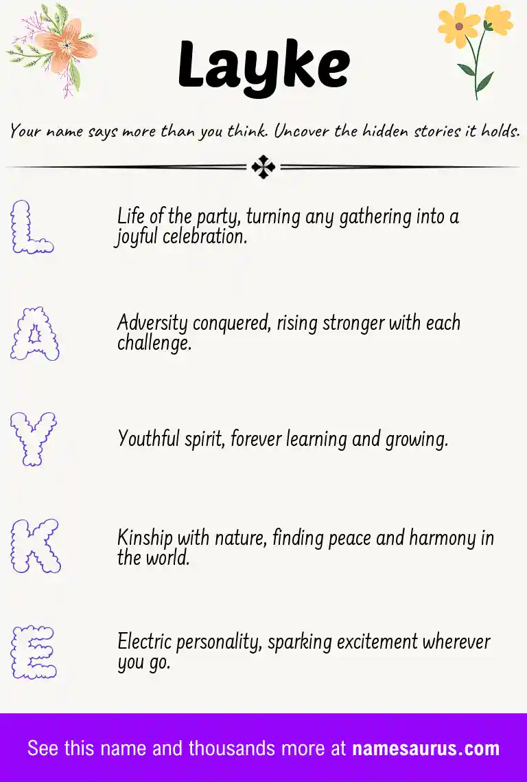 Acrostic poem about Layke.
