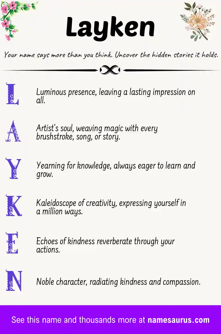 Acrostic poem about Layken.