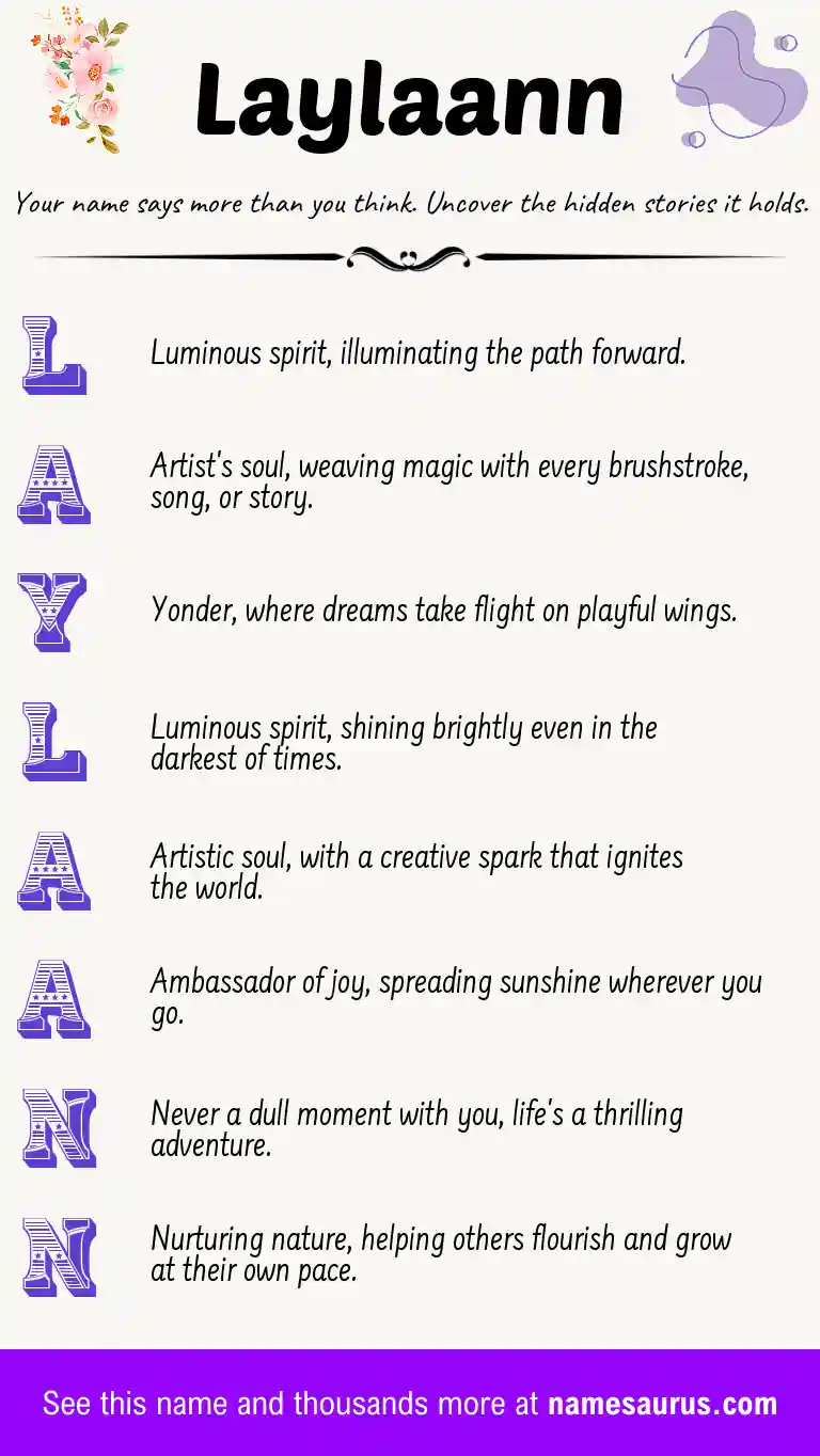 Acrostic poem about Laylaann.