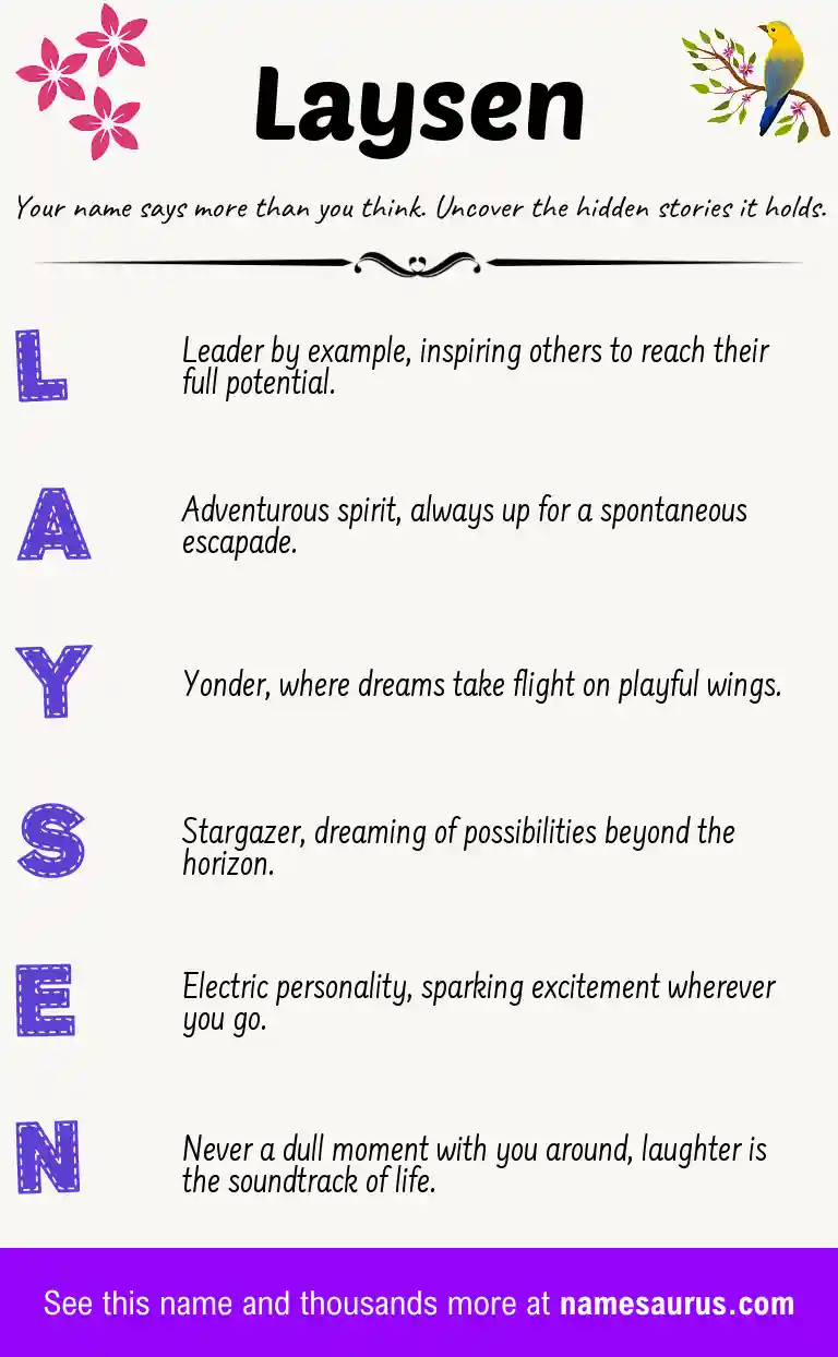 Acrostic poem about Laysen.