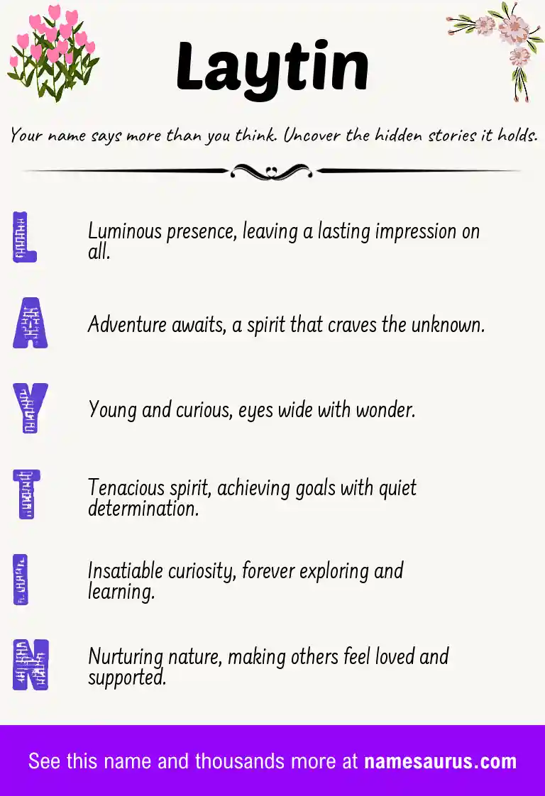 Acrostic poem about Laytin.