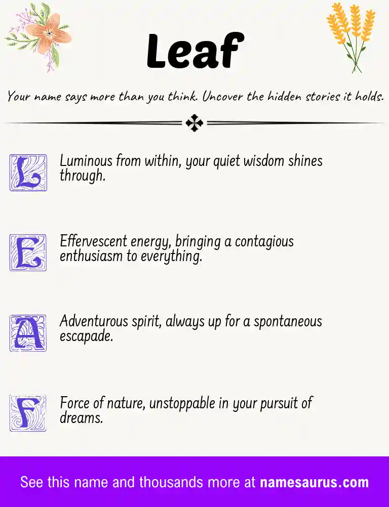 Acrostic poem about Leaf.