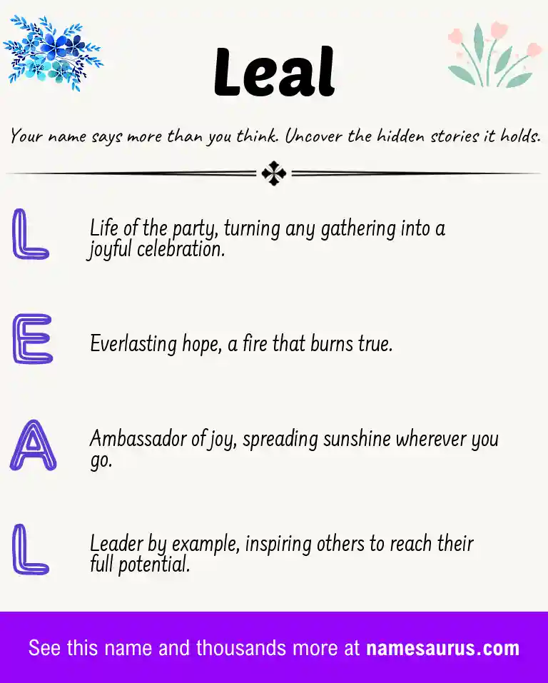Acrostic poem about Leal.
