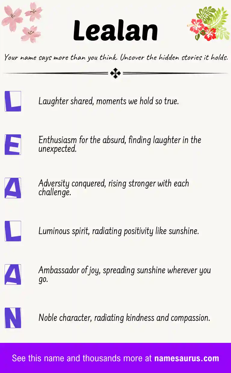Acrostic poem about Lealan.