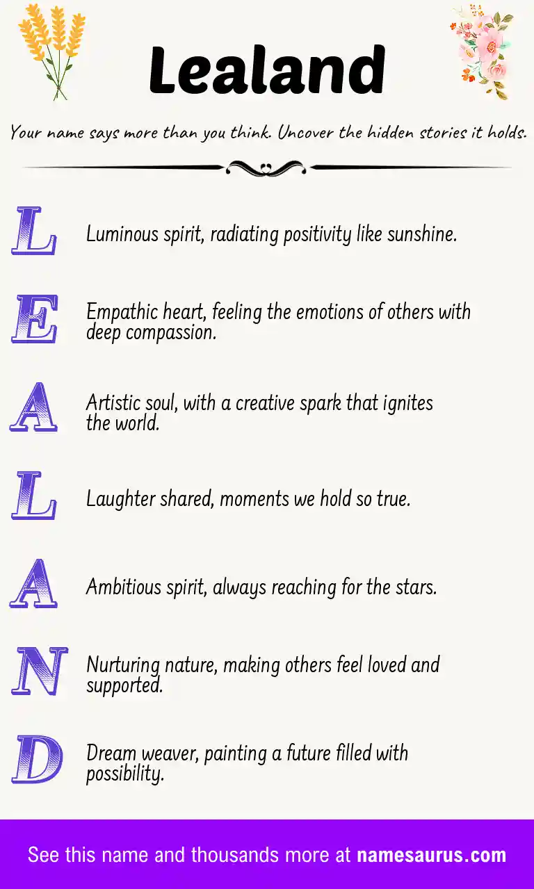 Acrostic poem about Lealand.