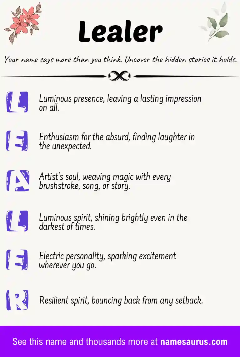 Acrostic poem about Lealer.