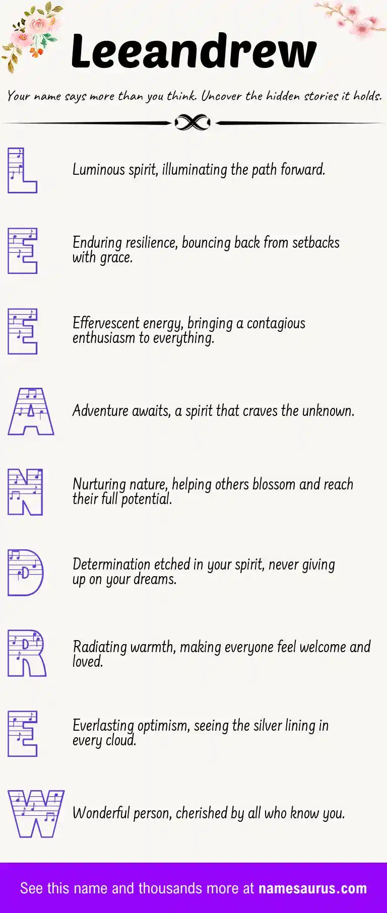 Acrostic poem about Leeandrew.