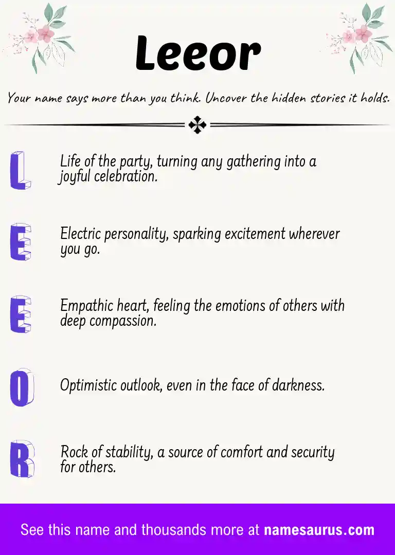 Acrostic poem about Leeor.