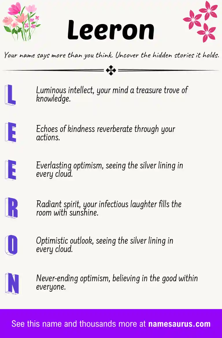 Acrostic poem about Leeron.