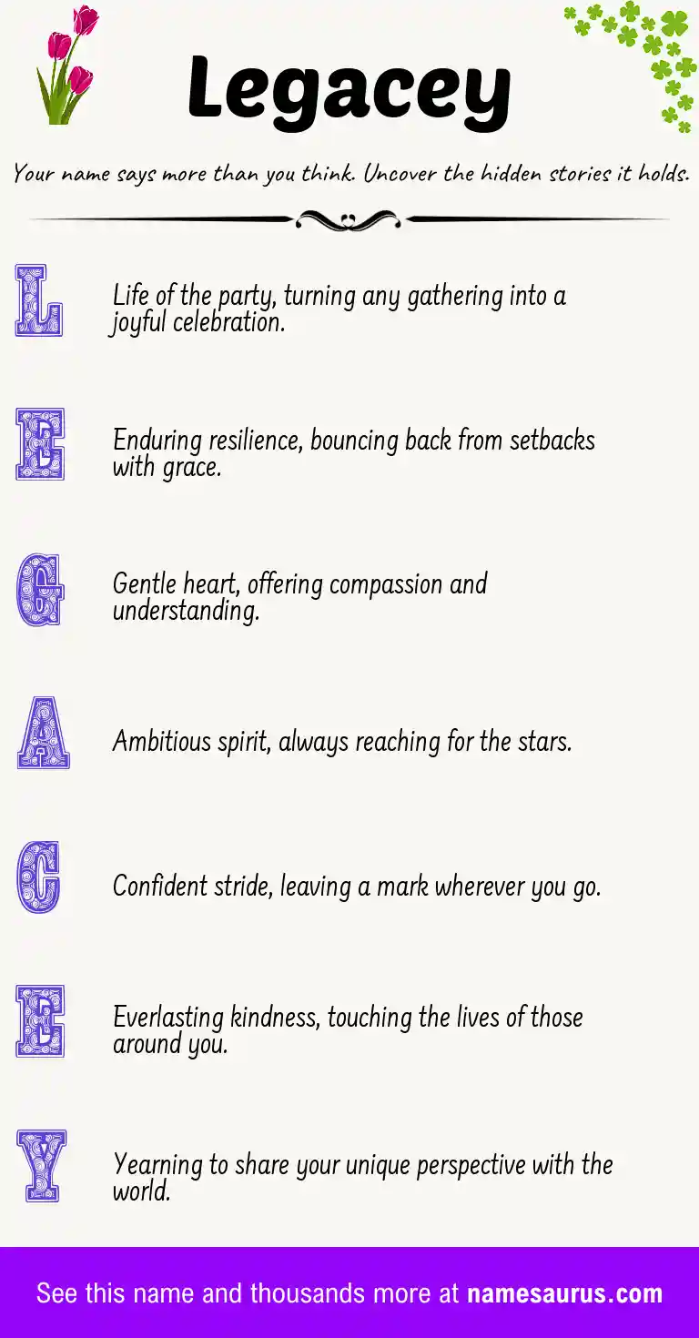 Acrostic poem about Legacey.