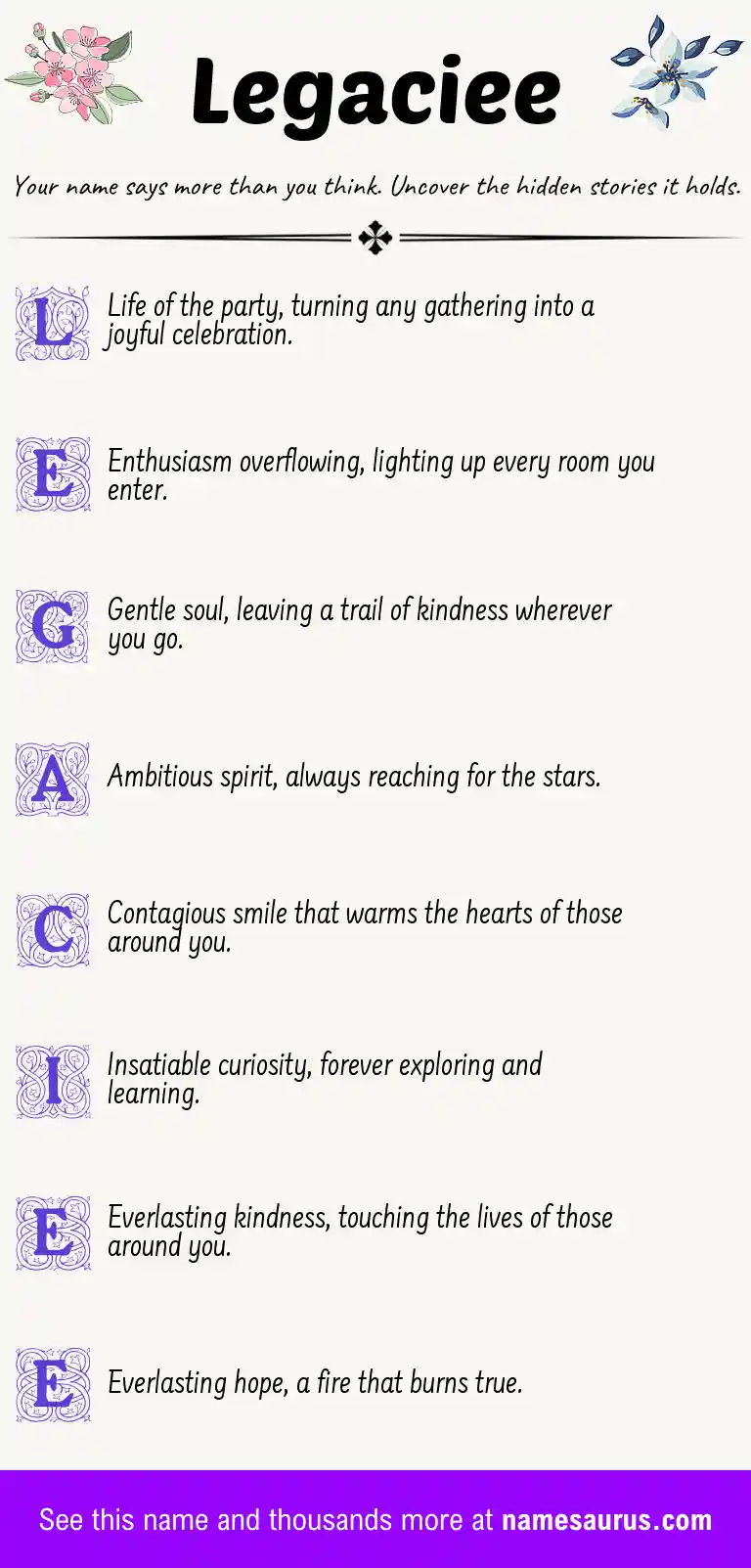 Acrostic poem about Legaciee.