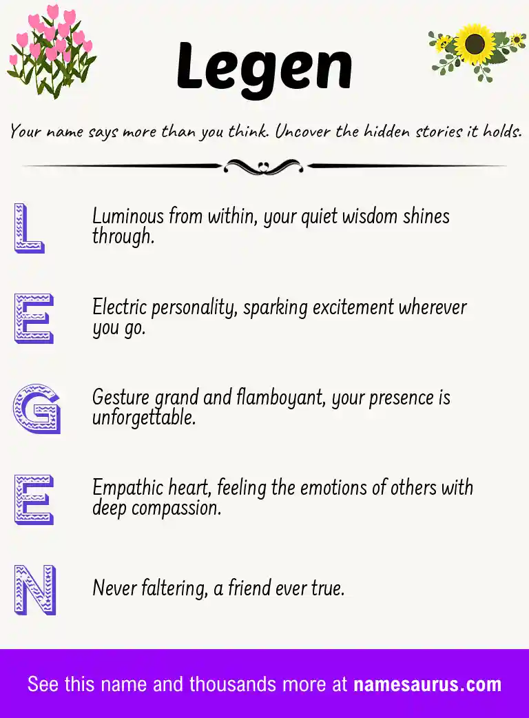 Acrostic poem about Legen.