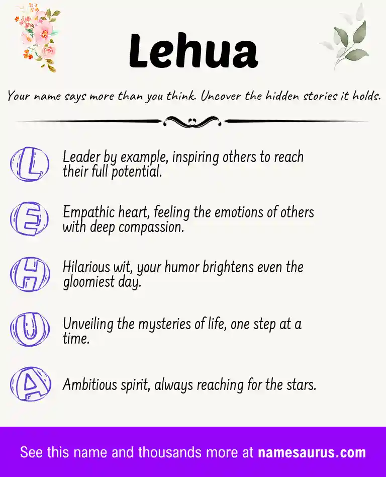 Acrostic poem about Lehua.