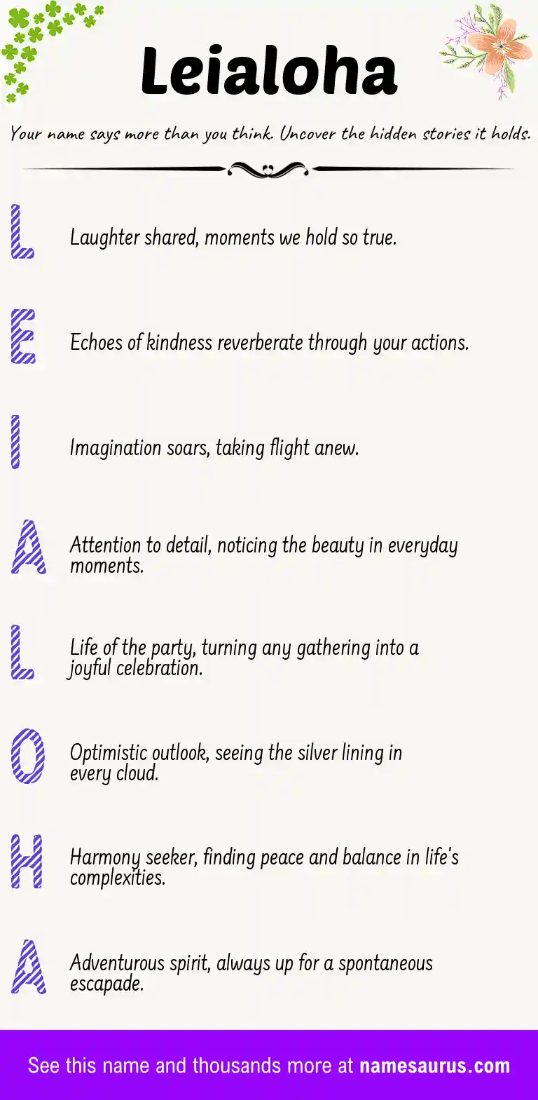 Acrostic poem about Leialoha.