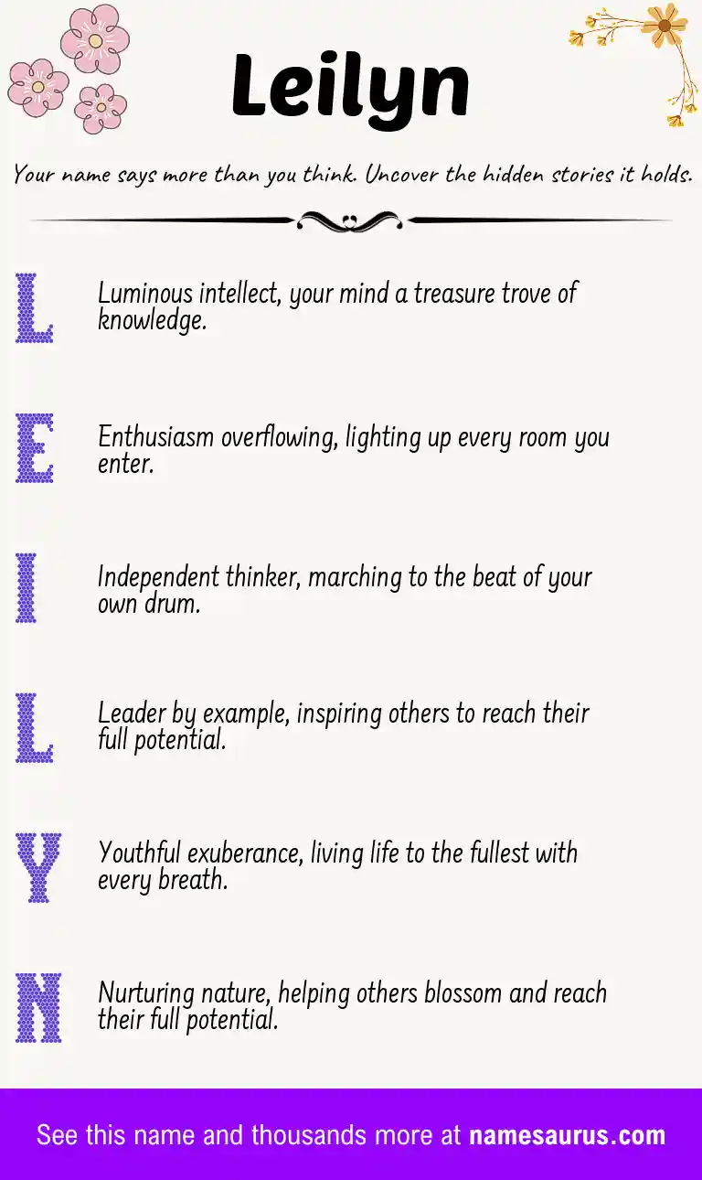 Acrostic poem about Leilyn.