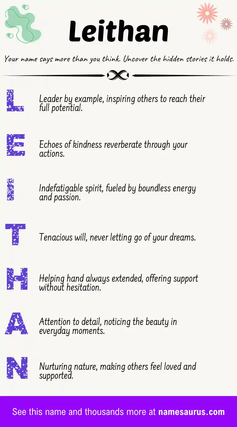 Acrostic poem about Leithan.