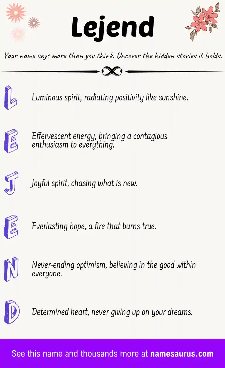 Acrostic poem about Lejend.