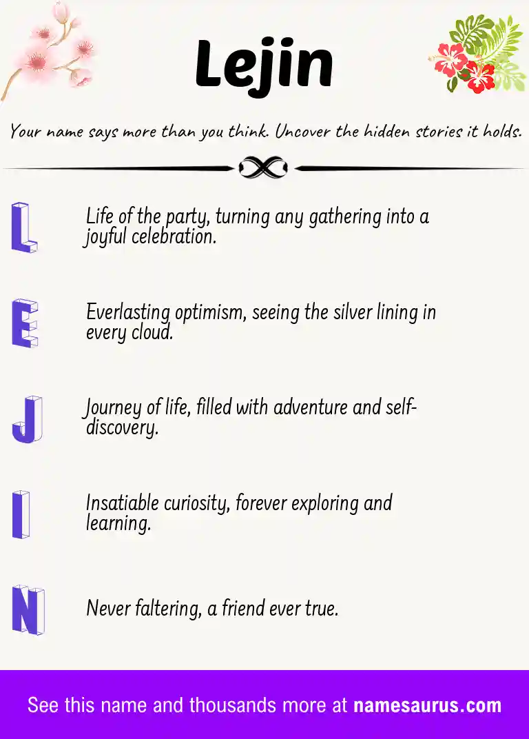 Acrostic poem about Lejin.