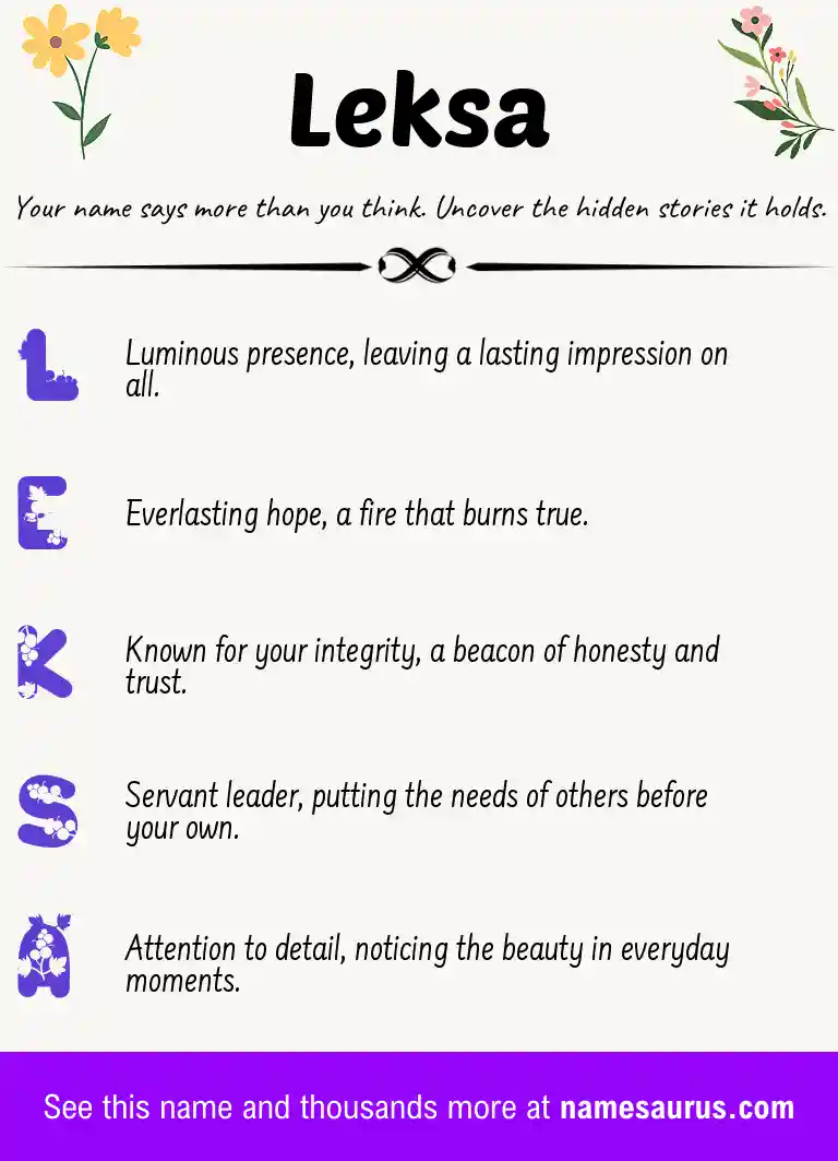 Acrostic poem about Leksa.