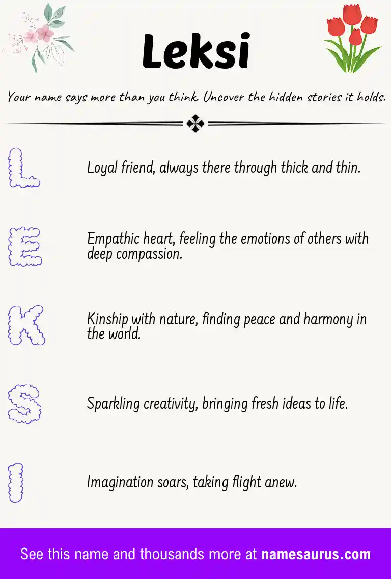 Acrostic poem about Leksi.