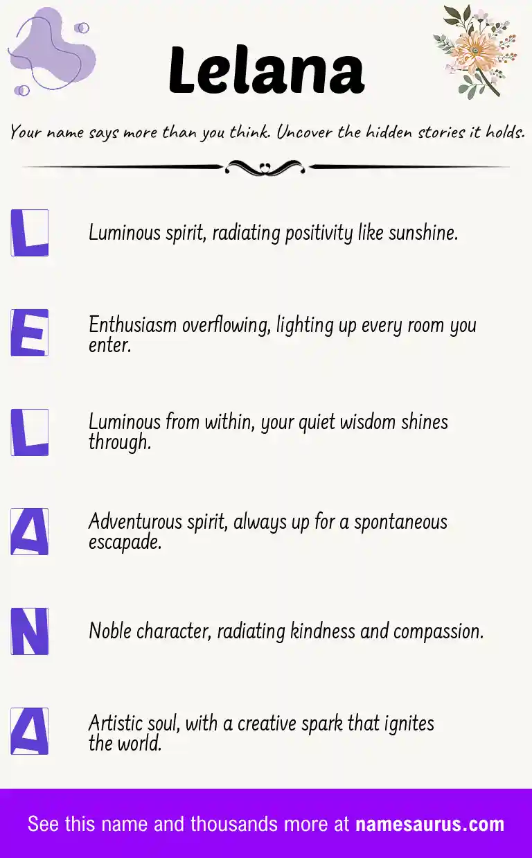 Acrostic poem about Lelana.