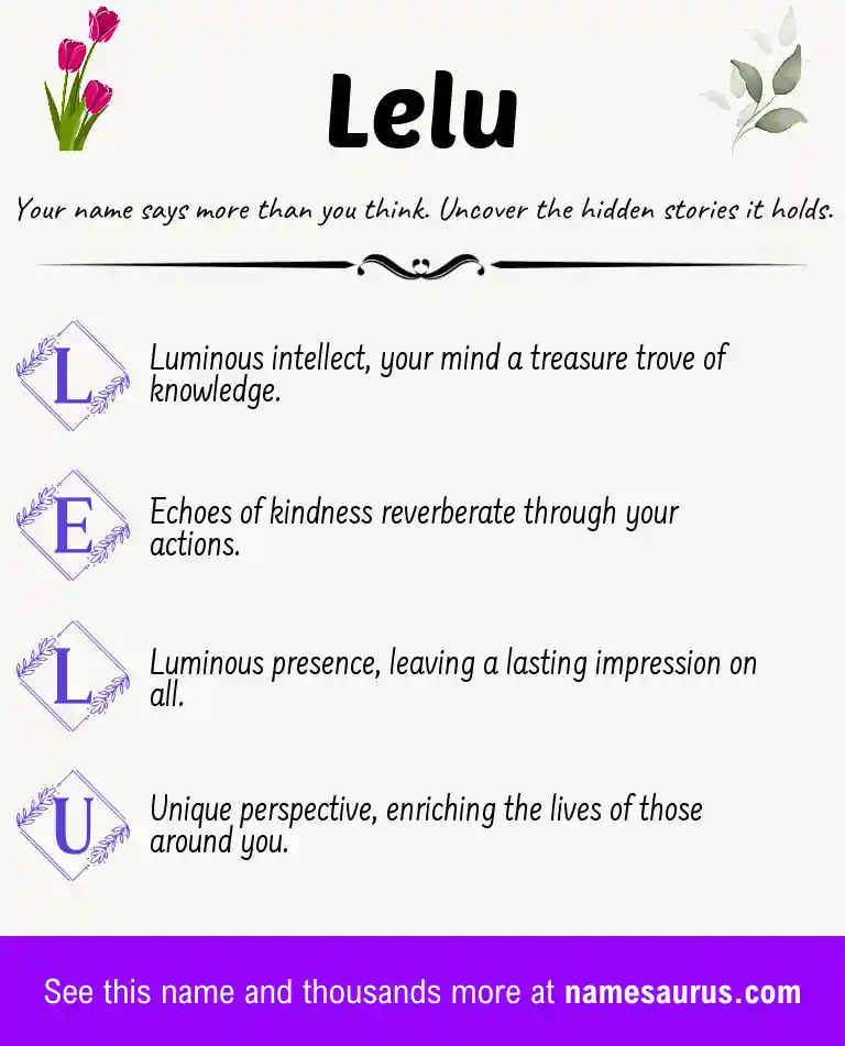Acrostic poem about Lelu.