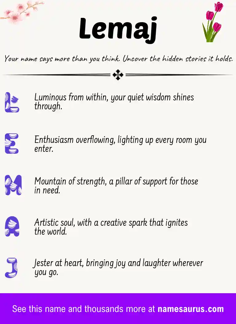 Acrostic poem about Lemaj.
