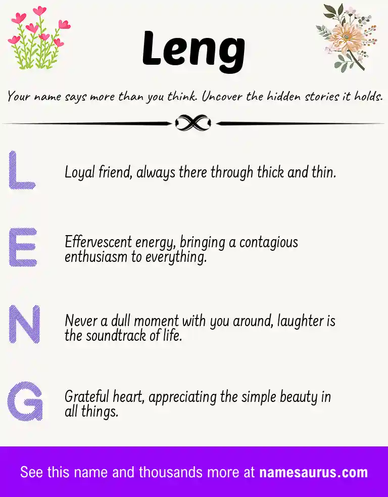 Acrostic poem about Leng.