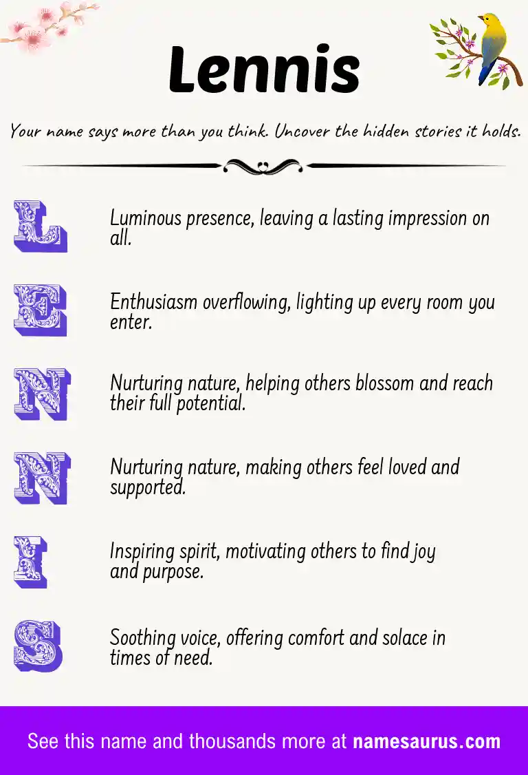 Acrostic poem about Lennis.