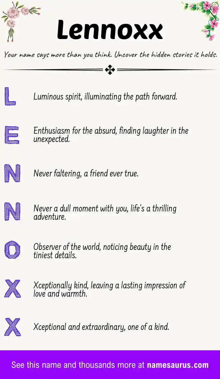 Acrostic poem about Lennoxx.