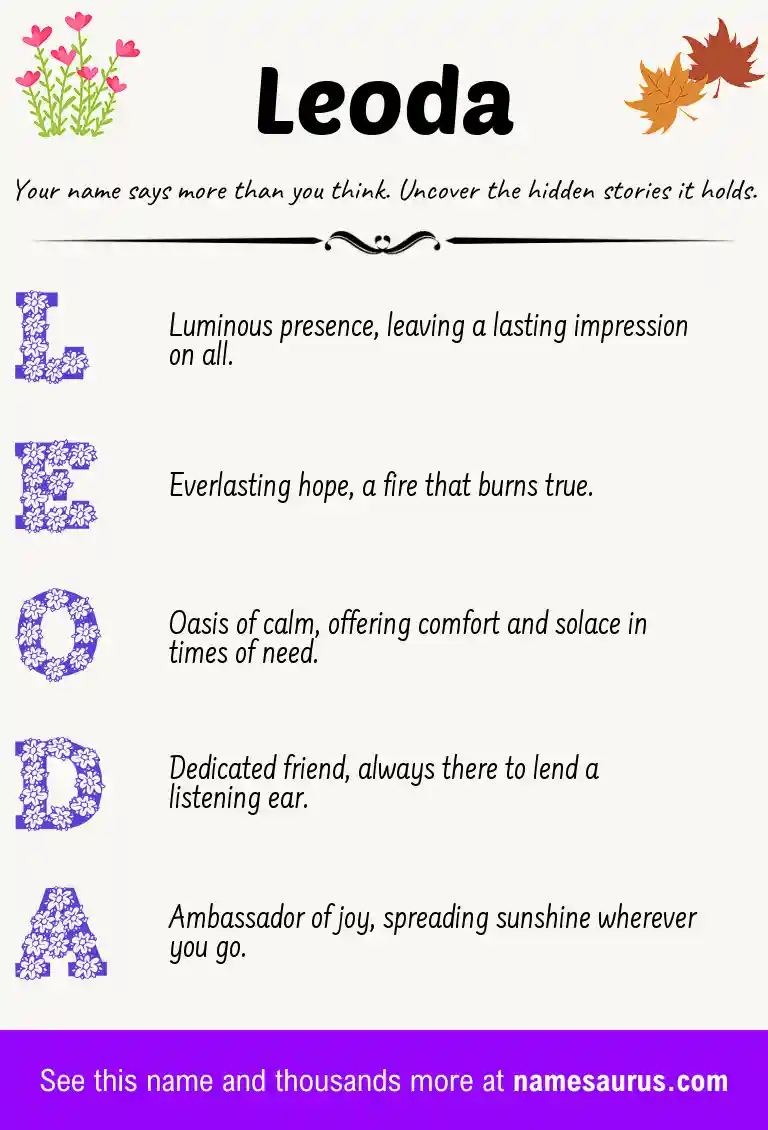 Acrostic poem about Leoda.