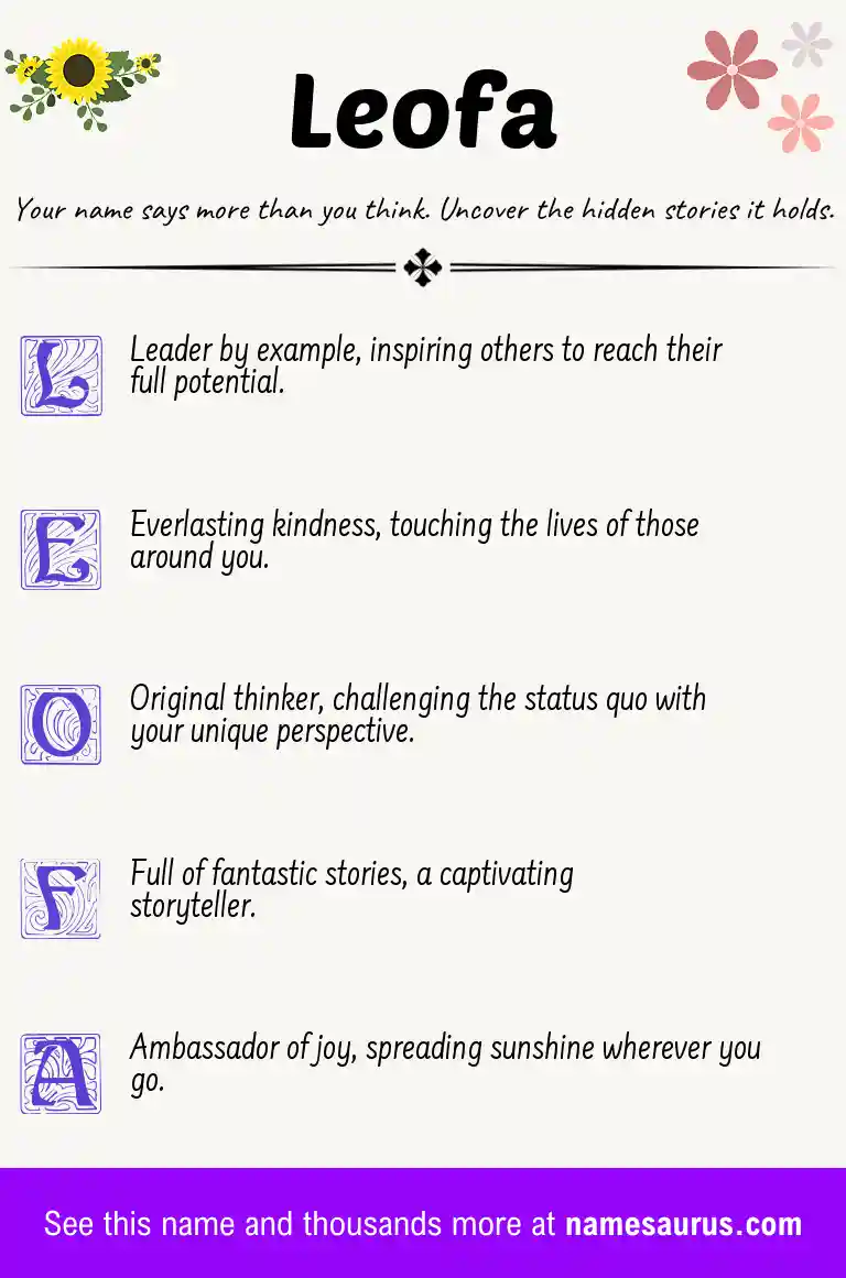 Acrostic poem about Leofa.