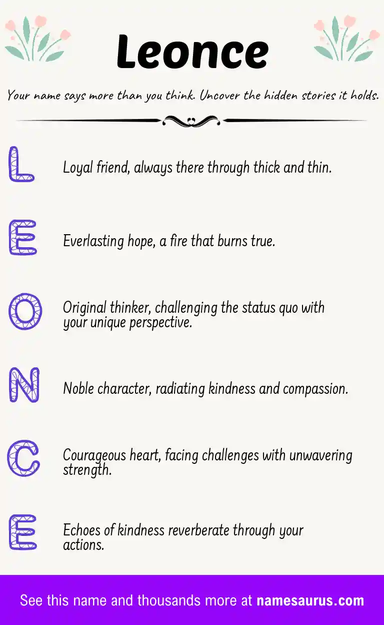 Acrostic poem about Leonce.
