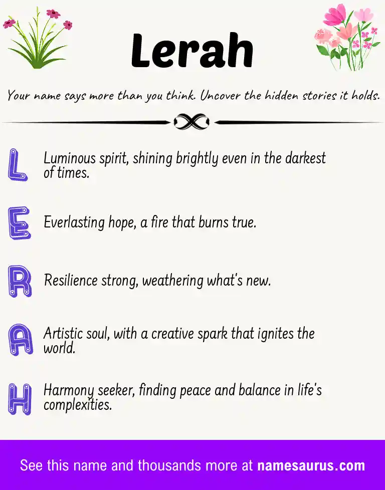 Acrostic poem about Lerah.