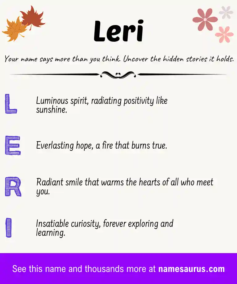 Acrostic poem about Leri.