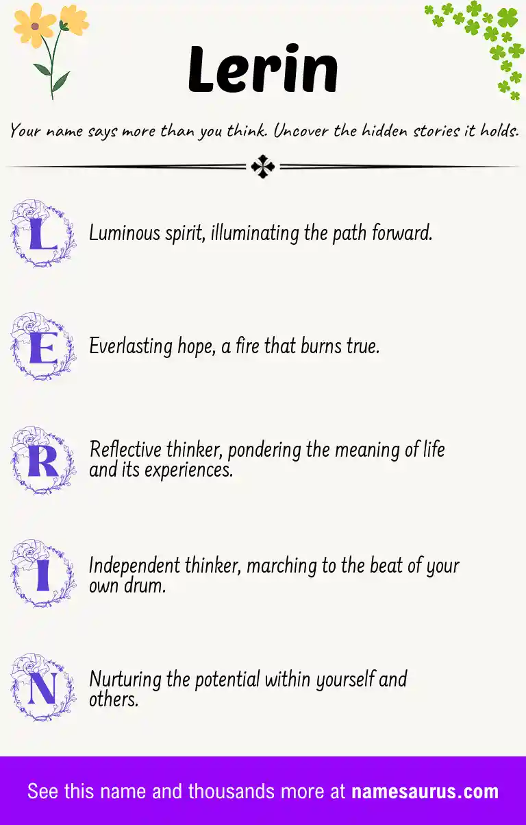 Acrostic poem about Lerin.