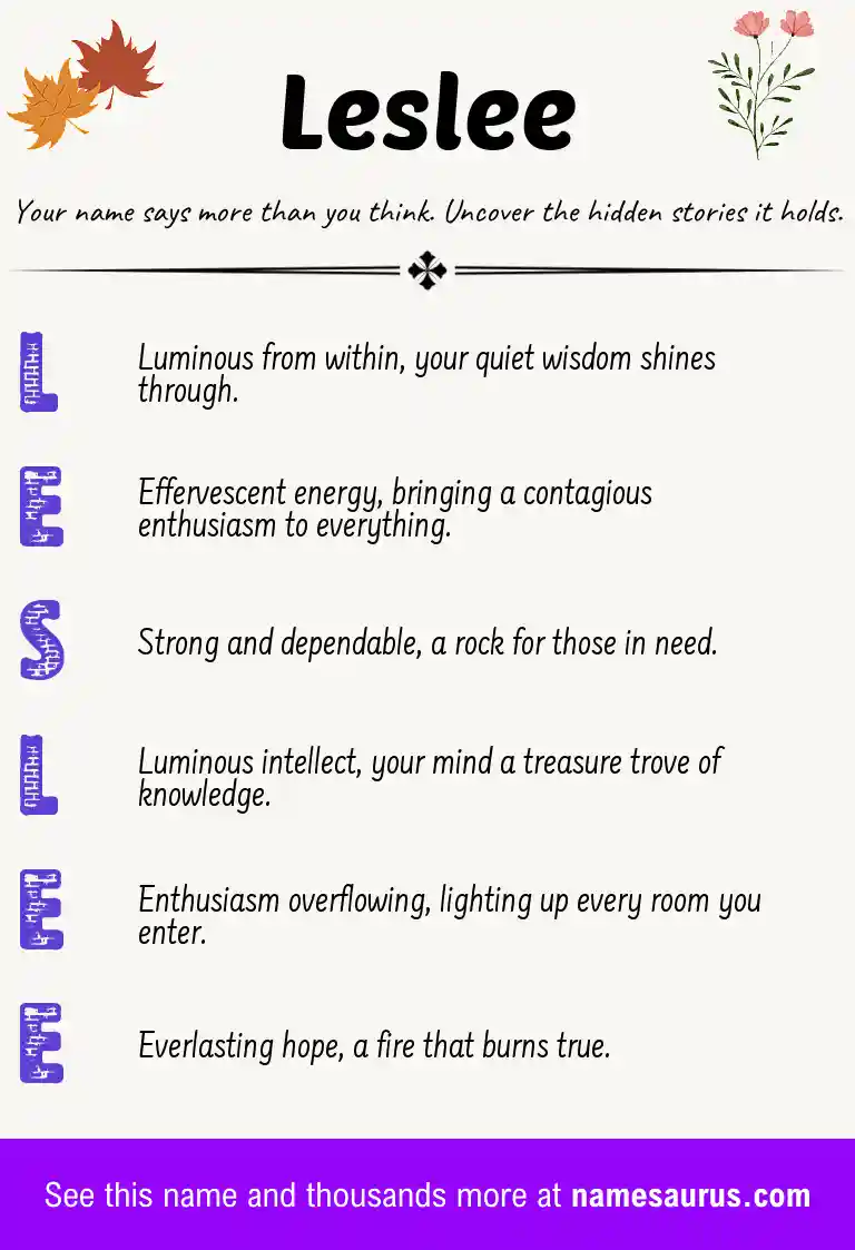 Acrostic poem about Leslee.