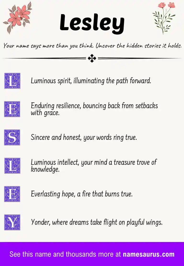 Acrostic poem about Lesley.