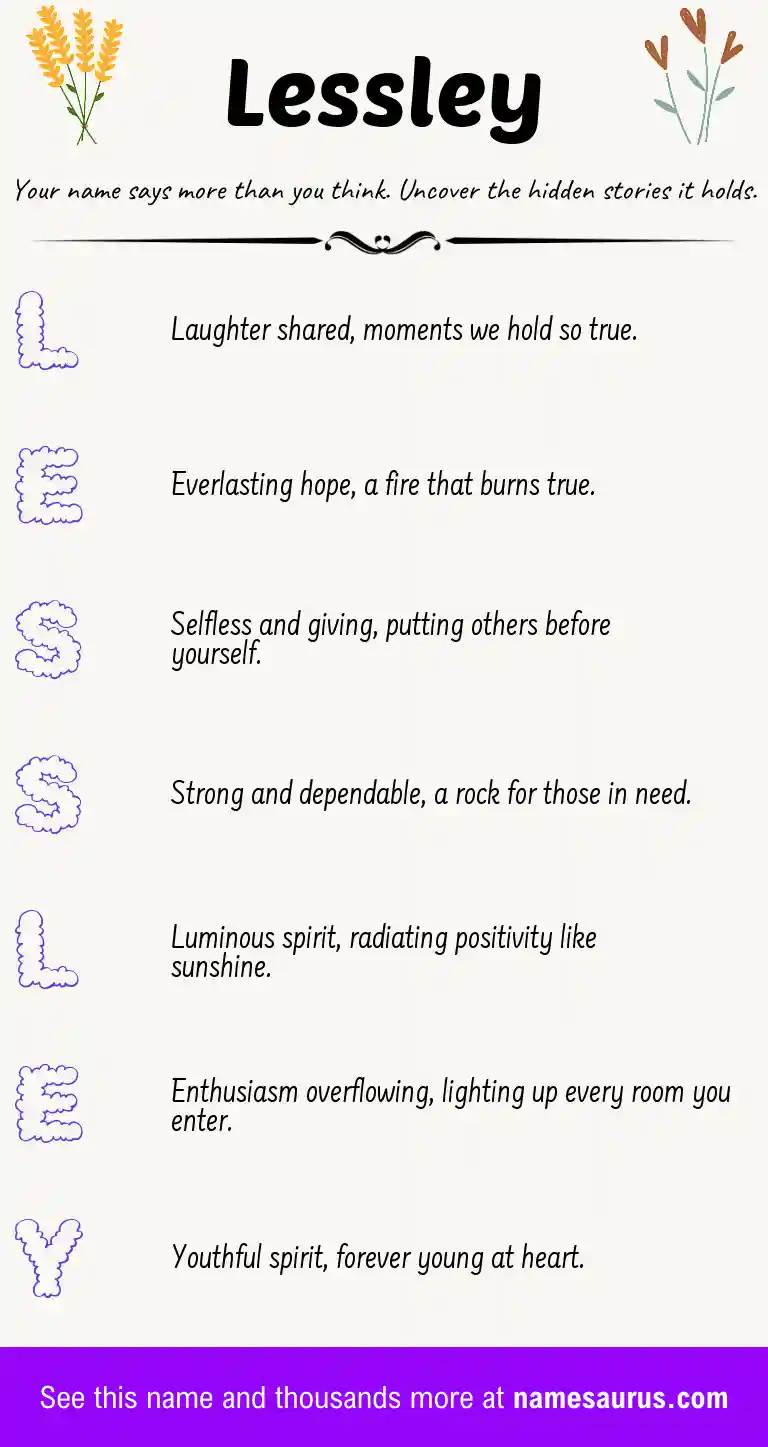 Acrostic poem about Lessley.