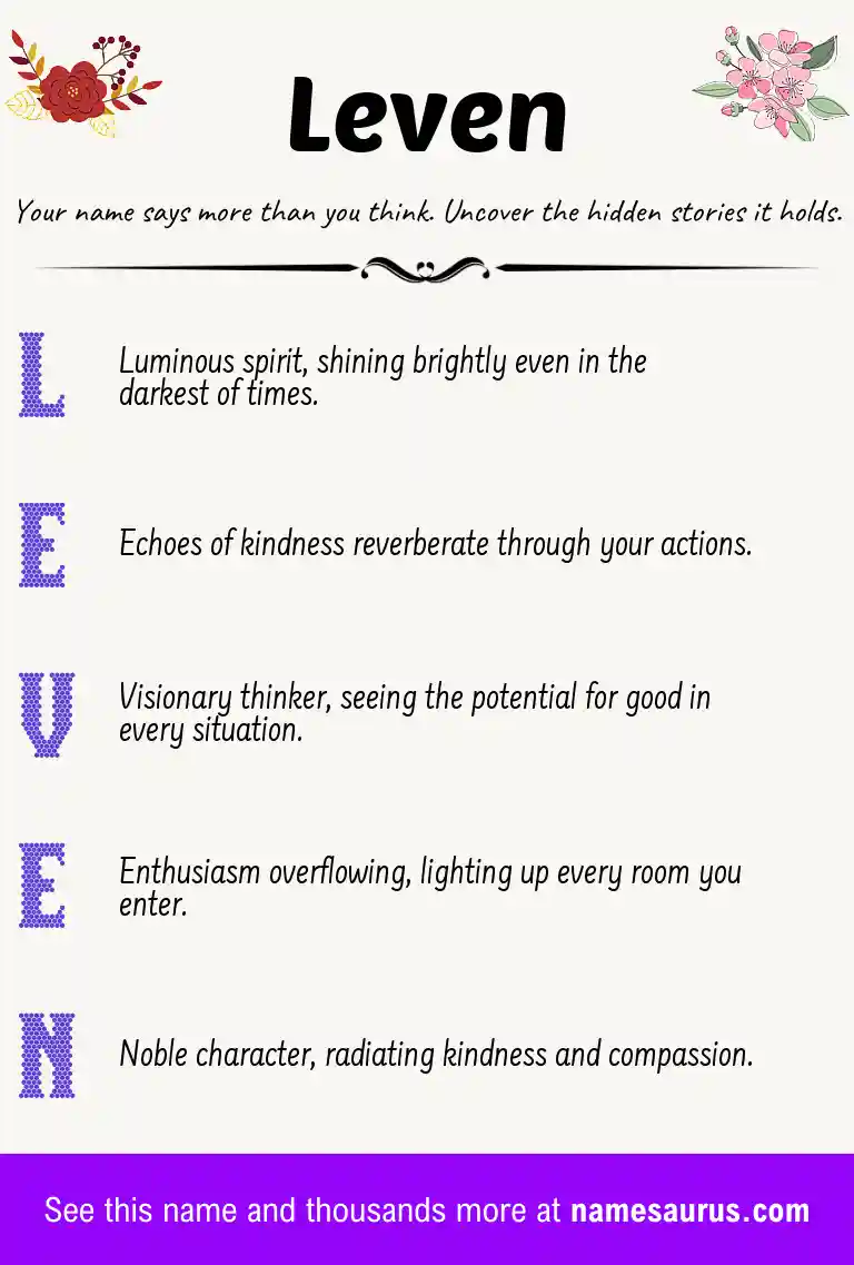 Acrostic poem about Leven.