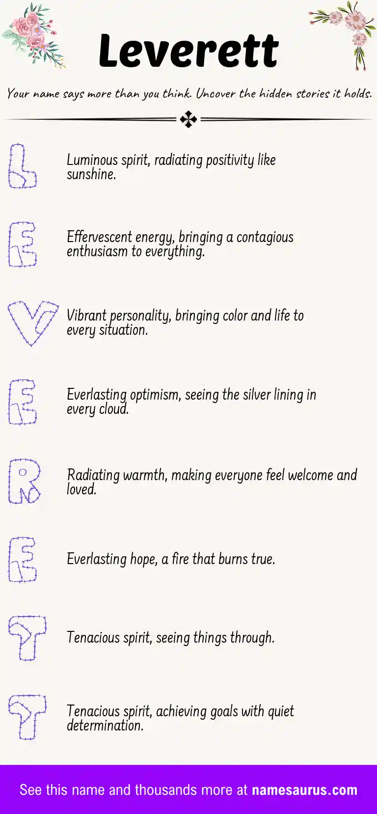 Acrostic poem about Leverett.
