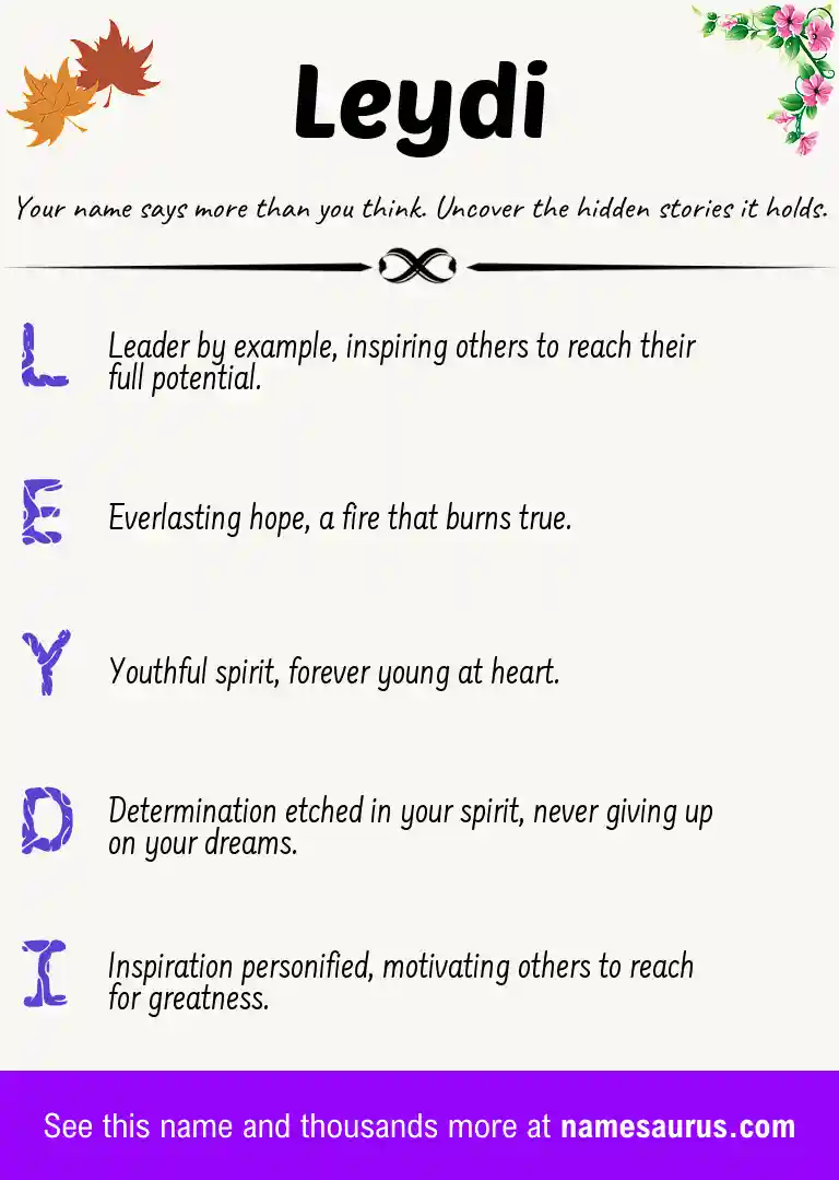 Acrostic poem about Leydi.