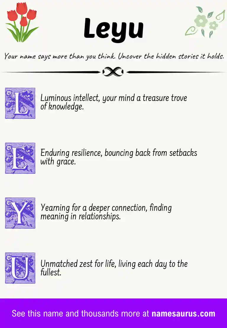 Acrostic poem about Leyu.