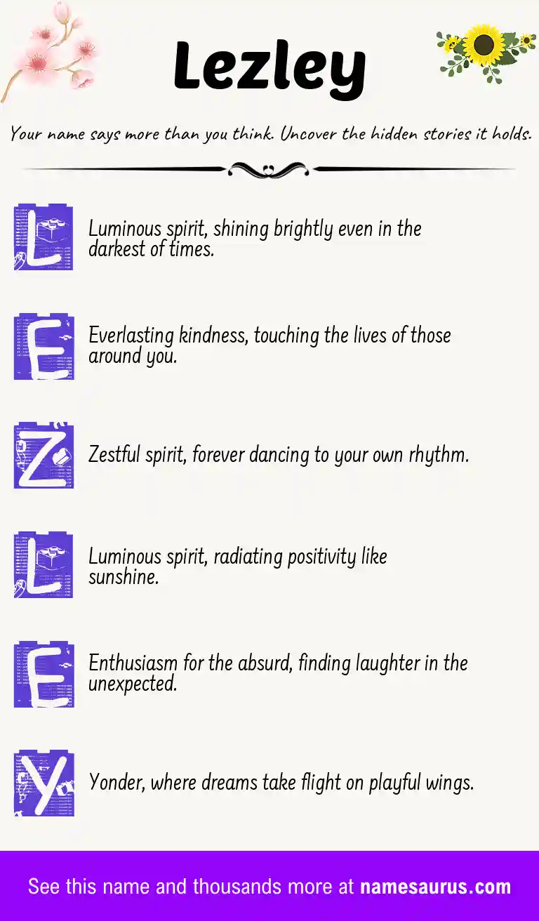 Acrostic poem about Lezley.