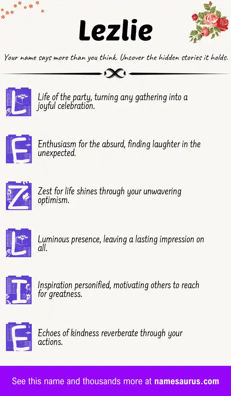 Acrostic poem about Lezlie.