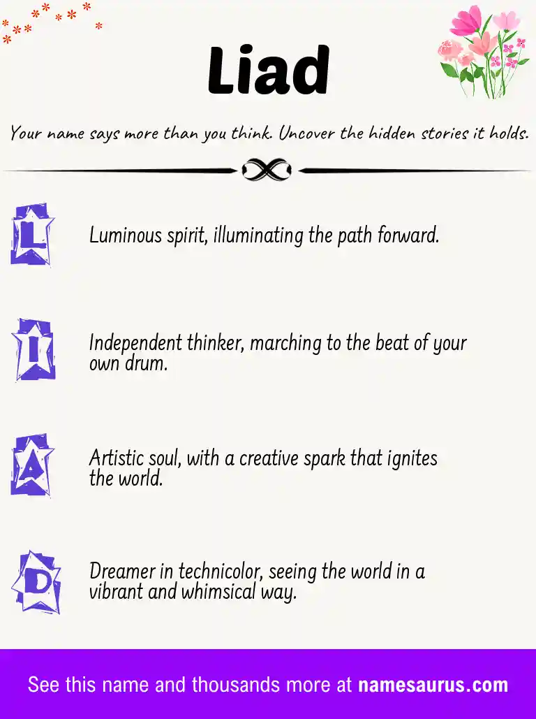 Acrostic poem about Liad.