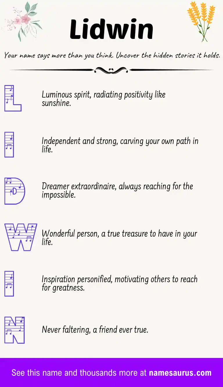Acrostic poem about Lidwin.
